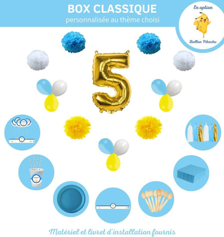 Box décoration personnalisée anniversaire pokemon bleu