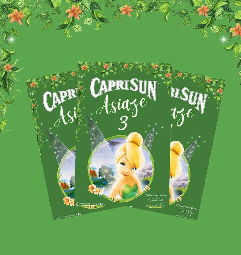 Caprisun personnalisé fée clochette 06, Caprisun personnalisé fée clochette 83, Caprisun personnalisé fée clochette 13, Caprisun personnalisé fée clochette France, DFEvents