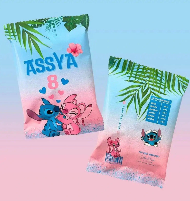 Paquet chips personnalise Stitch et Angel 06, Paquet chips personnalise Stitch et Angel 13, Paquet chips personnalise Stitch et Angel 83, Paquet chips personnalise Stitch et Angel France, DFEvents