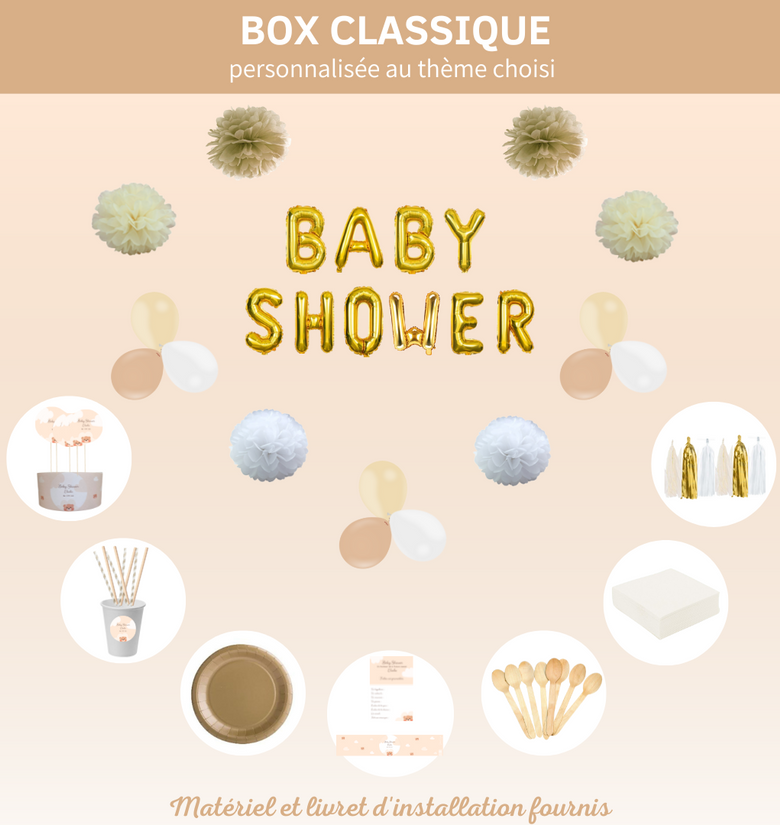 Box décoration personnalisée baby shower ourson brun